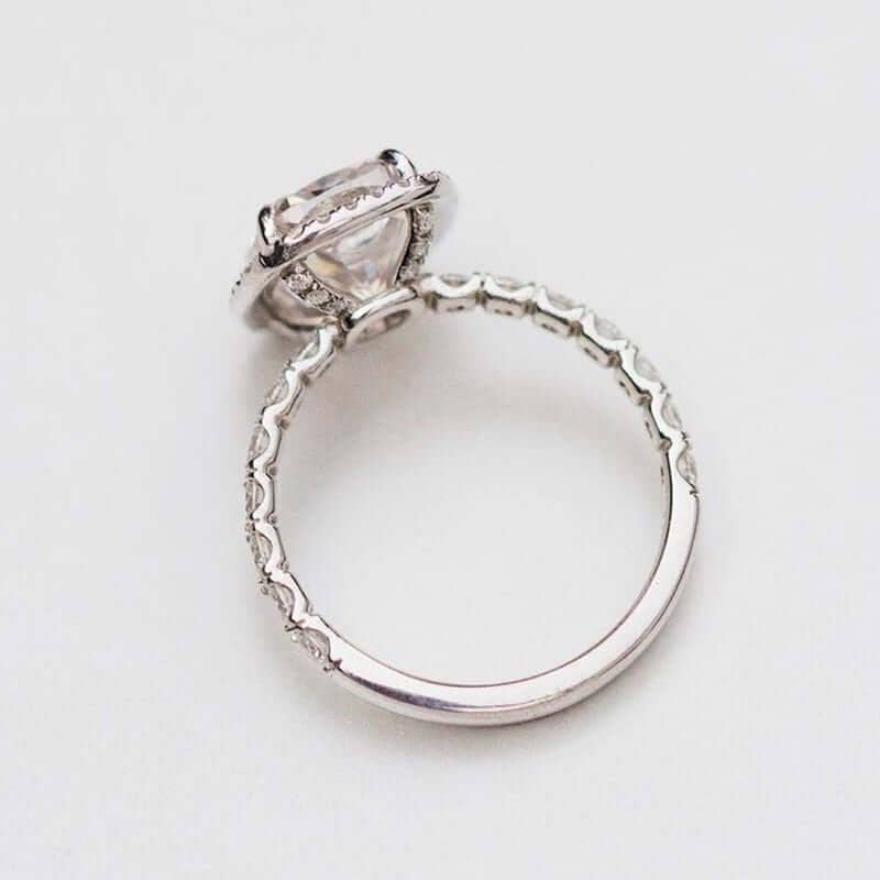 Gorgeous Halo Cushion Cut Sona Simulated Diamond Engagement Ring-Black Diamonds New York