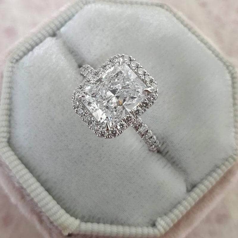 Gorgeous Halo Radiant Cut 3PC Wedding Ring Set-Black Diamonds New York
