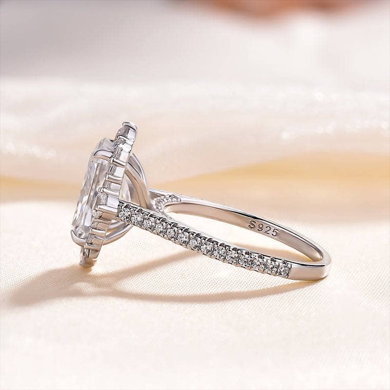 Gorgeous Halo Radiant Cut Simulated Diamond Engagement Ring-Black Diamonds New York
