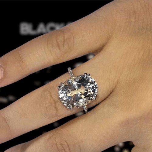 Gorgeous Oval Cut Sona Simulated Diamond Engagement Ring-Black Diamonds New York