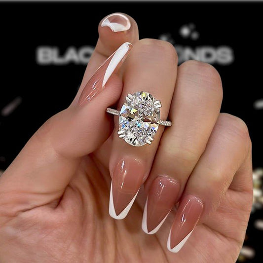 Gorgeous Oval Cut Sona Simulated Diamond Engagement Ring - Black Diamonds New York