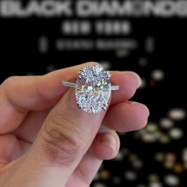 Gorgeous Oval Cut Sona Simulated Diamond Engagement Ring-Black Diamonds New York