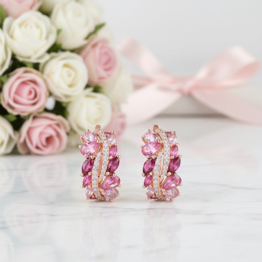 Gorgeous Pink Sapphire & Clear Diamond Option Jewelry Set-Black Diamonds New York