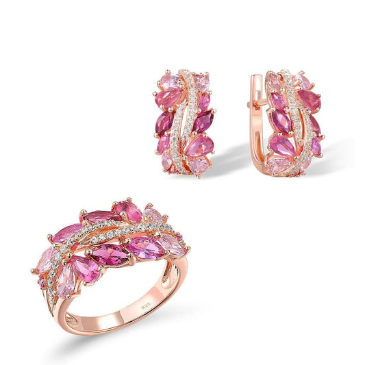 Gorgeous Pink Sapphire & Created Diamond Jewelry Set-Black Diamonds New York