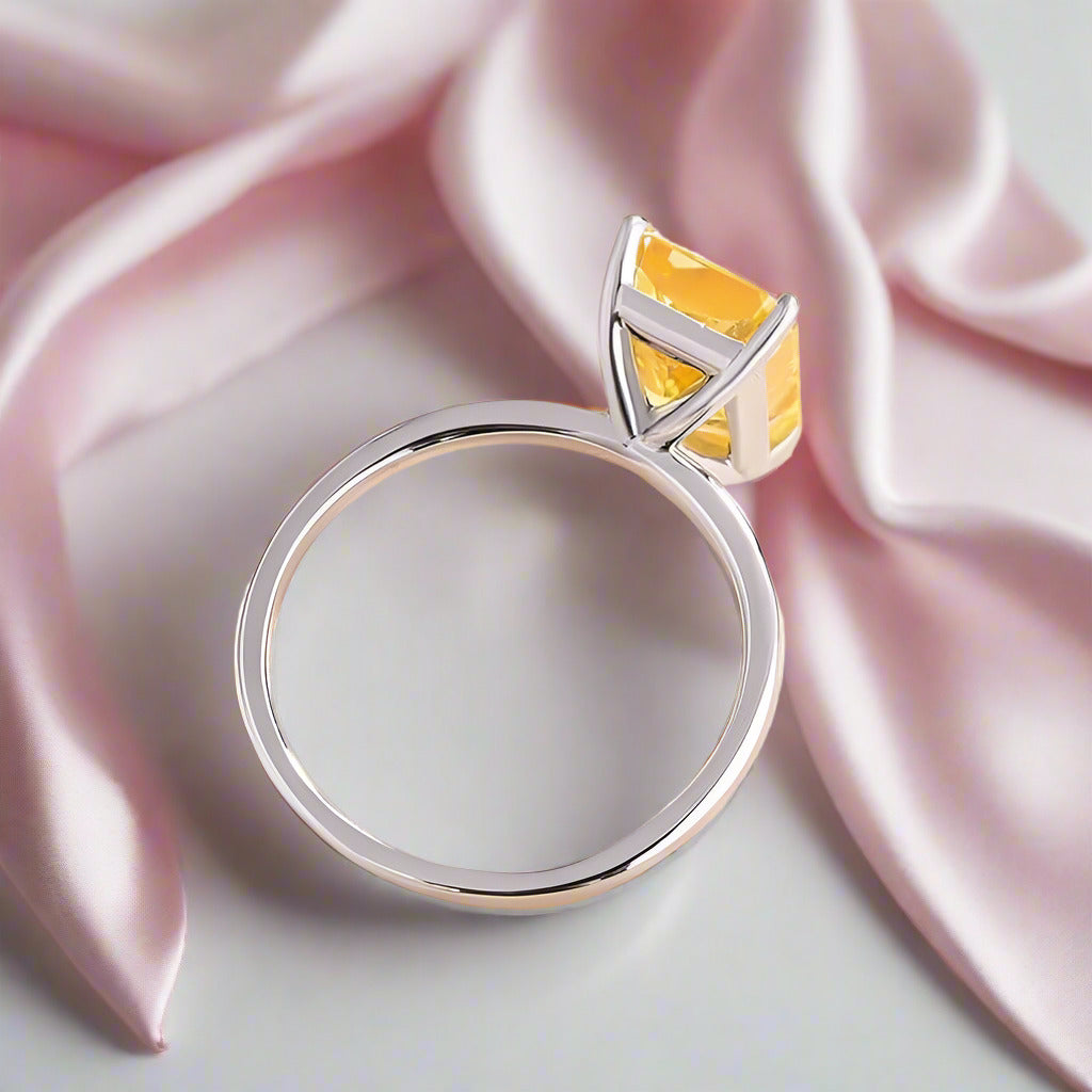 Gorgeous Radiant Cut Yellow Sapphire Engagement Ring-Black Diamonds New York