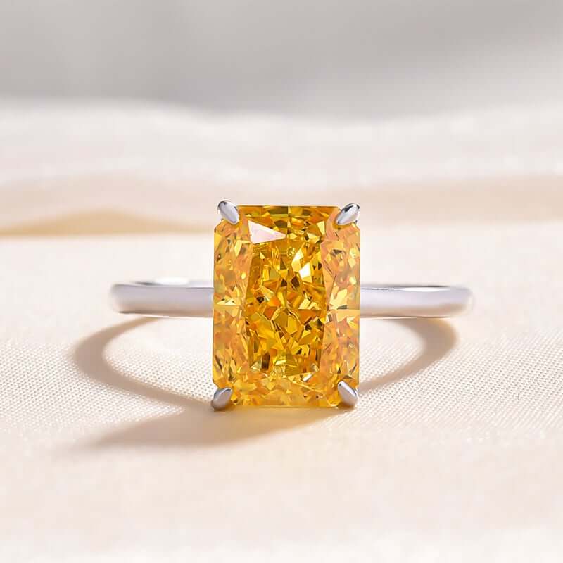 Gorgeous Radiant Cut Yellow Sapphire Engagement Ring - Black Diamonds New York