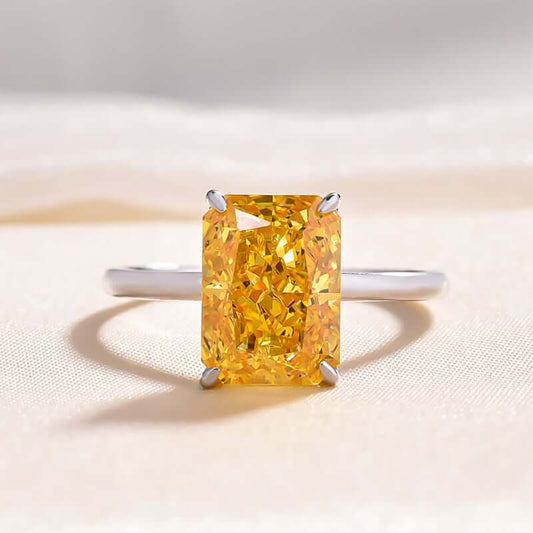 Gorgeous Radiant Cut Yellow Sapphire Engagement Ring - Black Diamonds New York