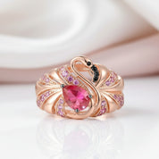 Gorgeous Rose Gold Flamingo Ring-Black Diamonds New York