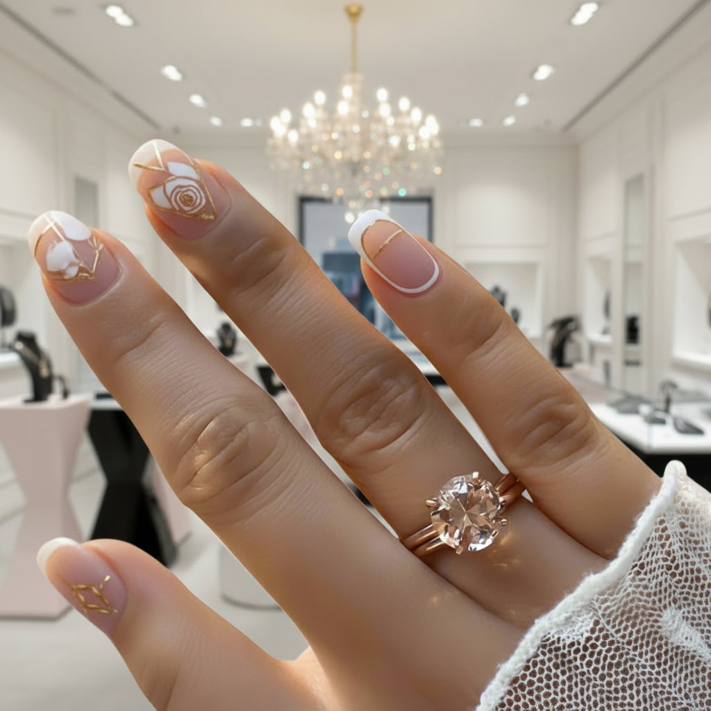 Gorgeous Round Cut Morganite Pink Wedding Set-Black Diamonds New York