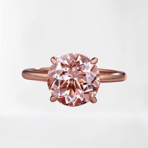 Gorgeous Round Cut Morganite Pink Wedding Set-Black Diamonds New York