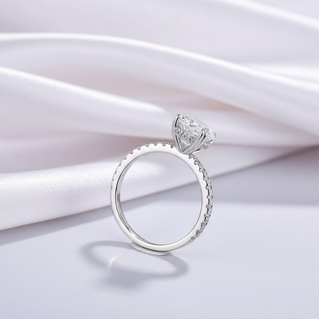 Gorgeous Unique Oval Cut Simulated Diamond Engagement Ring-Black Diamonds New York