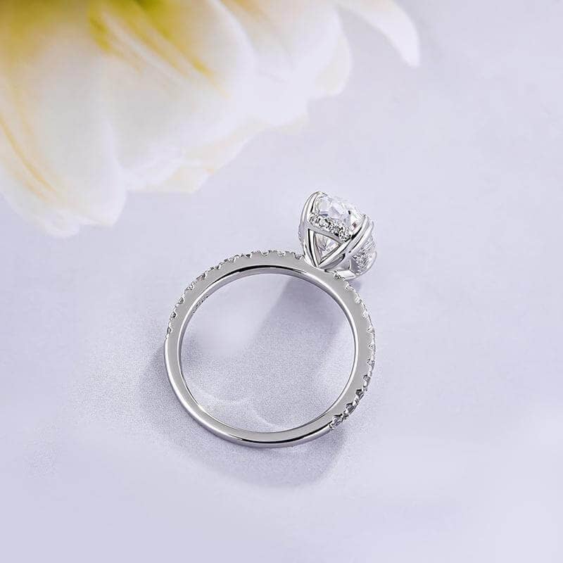Gorgeous Unique Oval Cut Simulated Diamond Engagement Ring-Black Diamonds New York