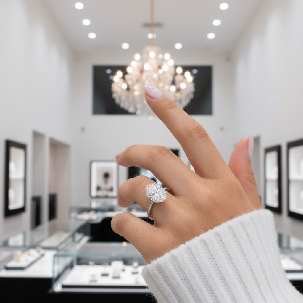 Gorgeous Unique Oval Cut Simulated Diamond Option Engagement Ring-Black Diamonds New York