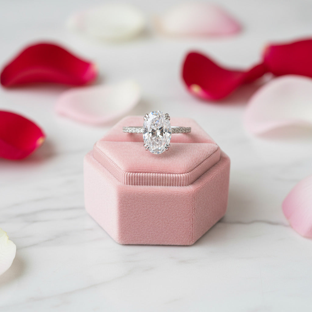 Gorgeous Unique Oval Cut Simulated Diamond Engagement Ring-Black Diamonds New York