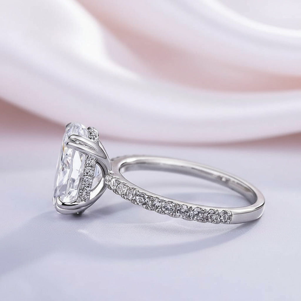 Gorgeous Unique Oval Cut Simulated Diamond Engagement Ring-Black Diamonds New York