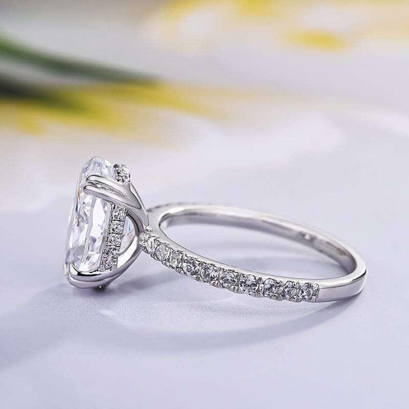 Gorgeous Unique Oval Cut Simulated Diamond Engagement Ring-Black Diamonds New York