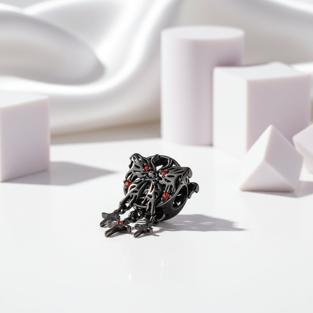 Gothic Black Moon Rose & Butterfly Charm Series-Black Diamonds New York