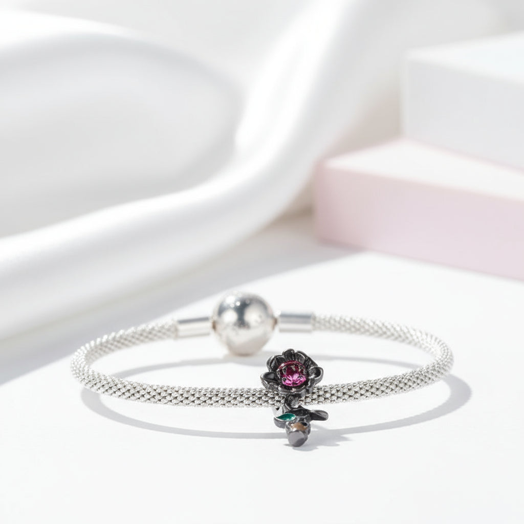 Gothic Black Moon Rose & Butterfly Charm Series-Black Diamonds New York