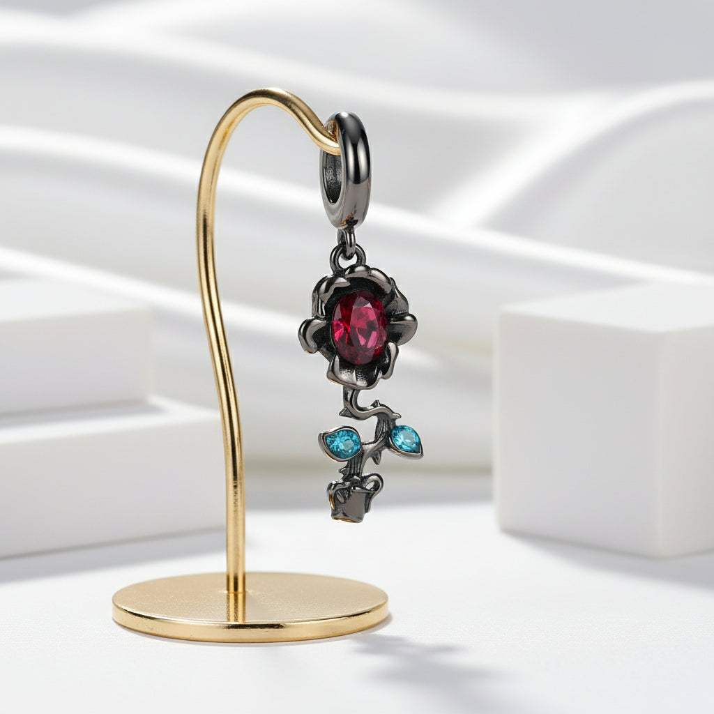 Gothic Black Moon Rose & Butterfly Charm Series-Black Diamonds New York