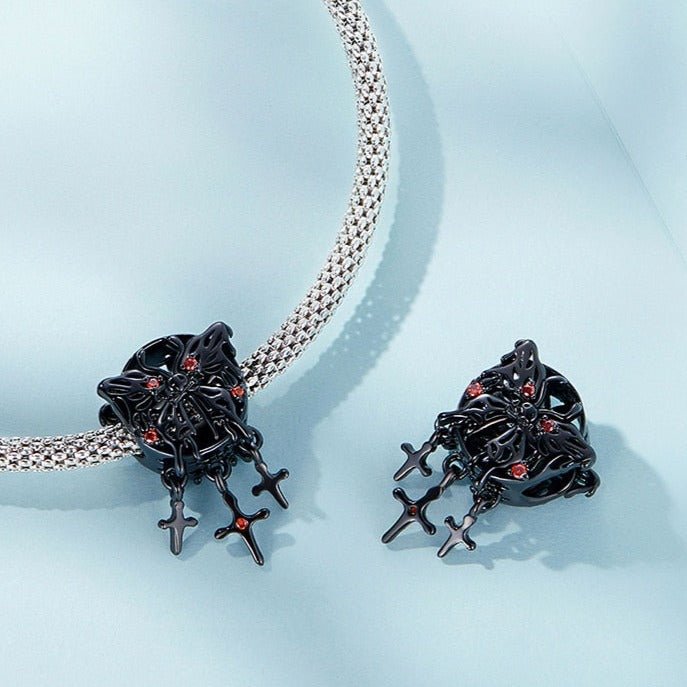 Gothic Black Moon Rose & Butterfly Charm Series-Black Diamonds New York