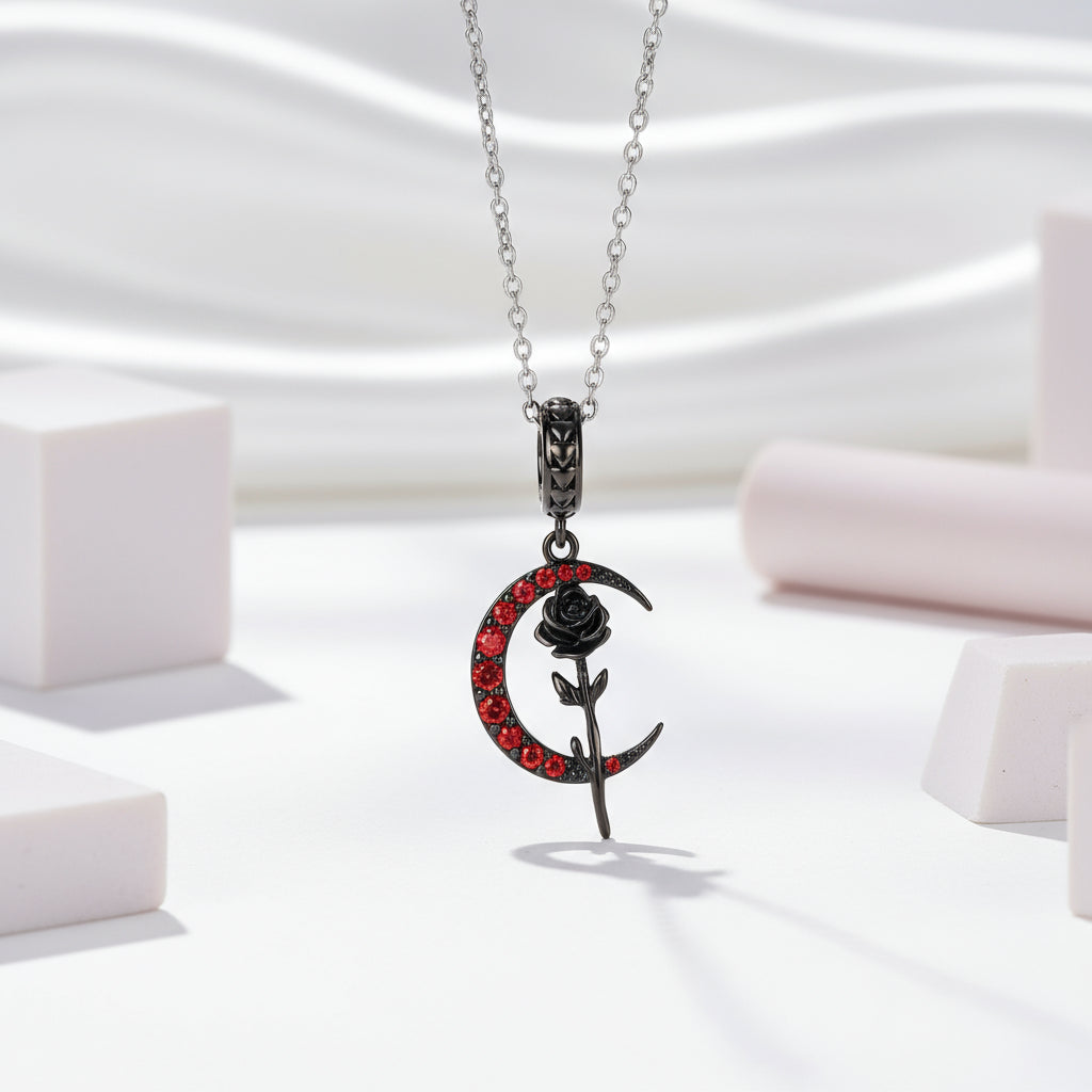Gothic Black Moon Rose & Butterfly Charm Series-Black Diamonds New York
