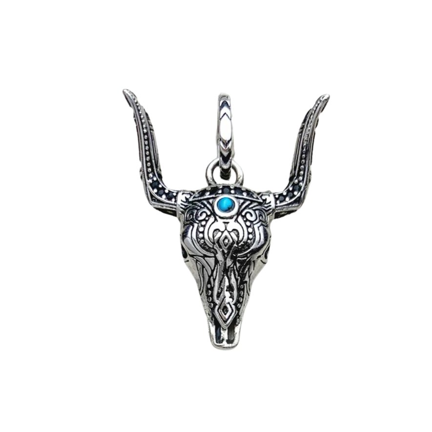 Gothic Bull Head Ethnic Pendant-Black Diamonds New York