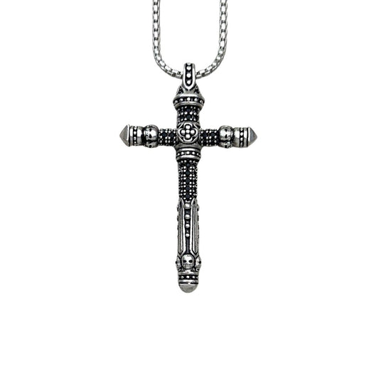 Gothic Cross Pave EVN Stone Sword Necklace-Black Diamonds New York
