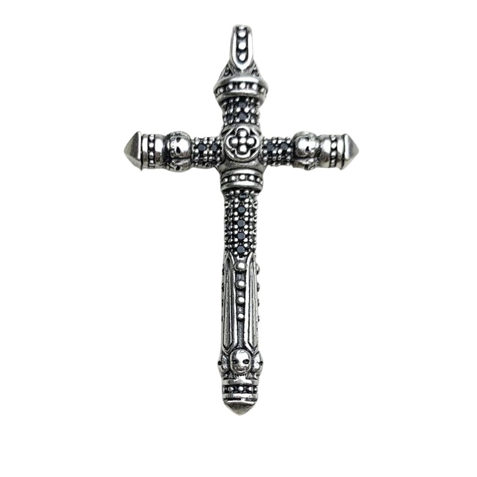 Gothic Cross with Diamond Option Sword Pendant-Black Diamonds New York