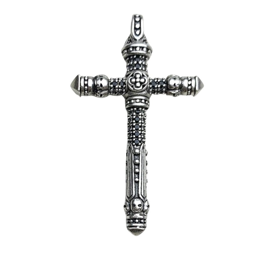 Gothic Cross with EVN Stone Sword Pendant-Black Diamonds New York