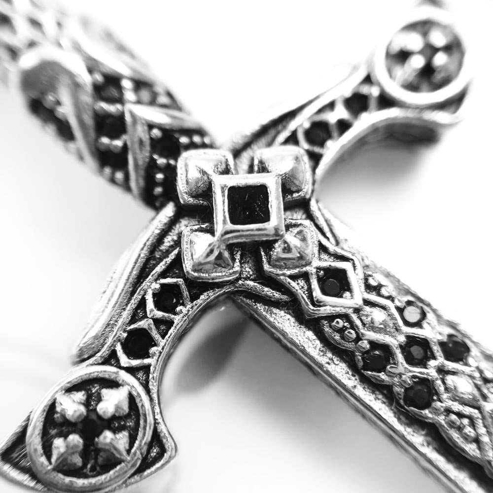 Gothic European Style Sword & Knight Skull with Crown Pendants - Black Diamonds New York