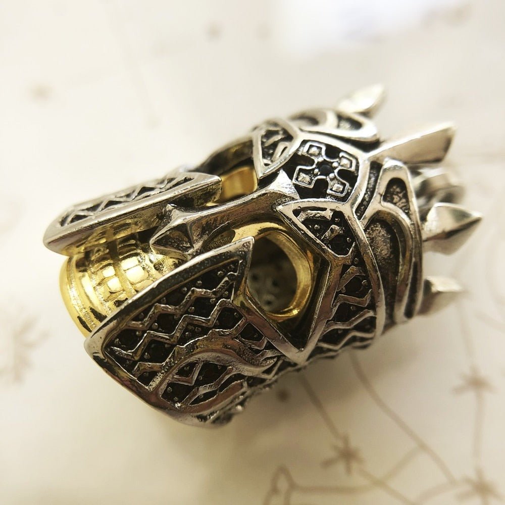 Gothic European Style Sword & Knight Skull with Crown Pendants-Black Diamonds New York