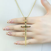 Gothic European Style Sword & Knight Skull with Crown Pendants-Black Diamonds New York