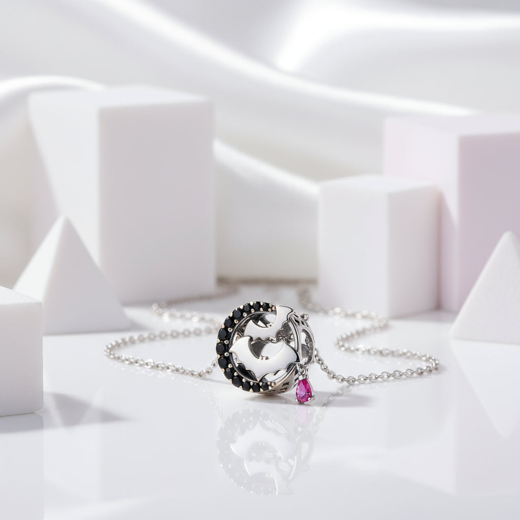 Gothic Flower Moon Bat & Vintage Style Hanging Beads-Black Diamonds New York