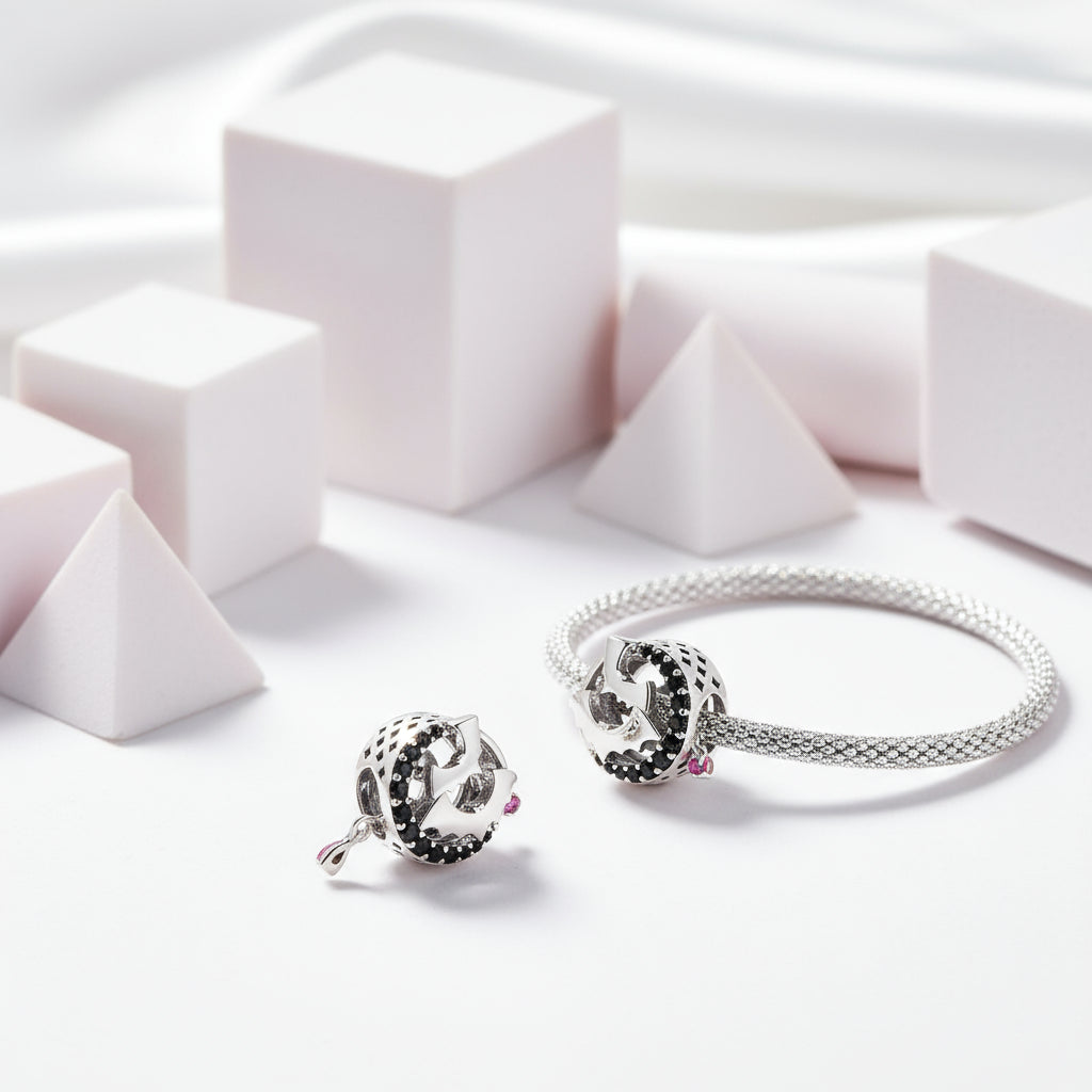 Gothic Flower Moon Bat & Vintage Style Hanging Beads-Black Diamonds New York