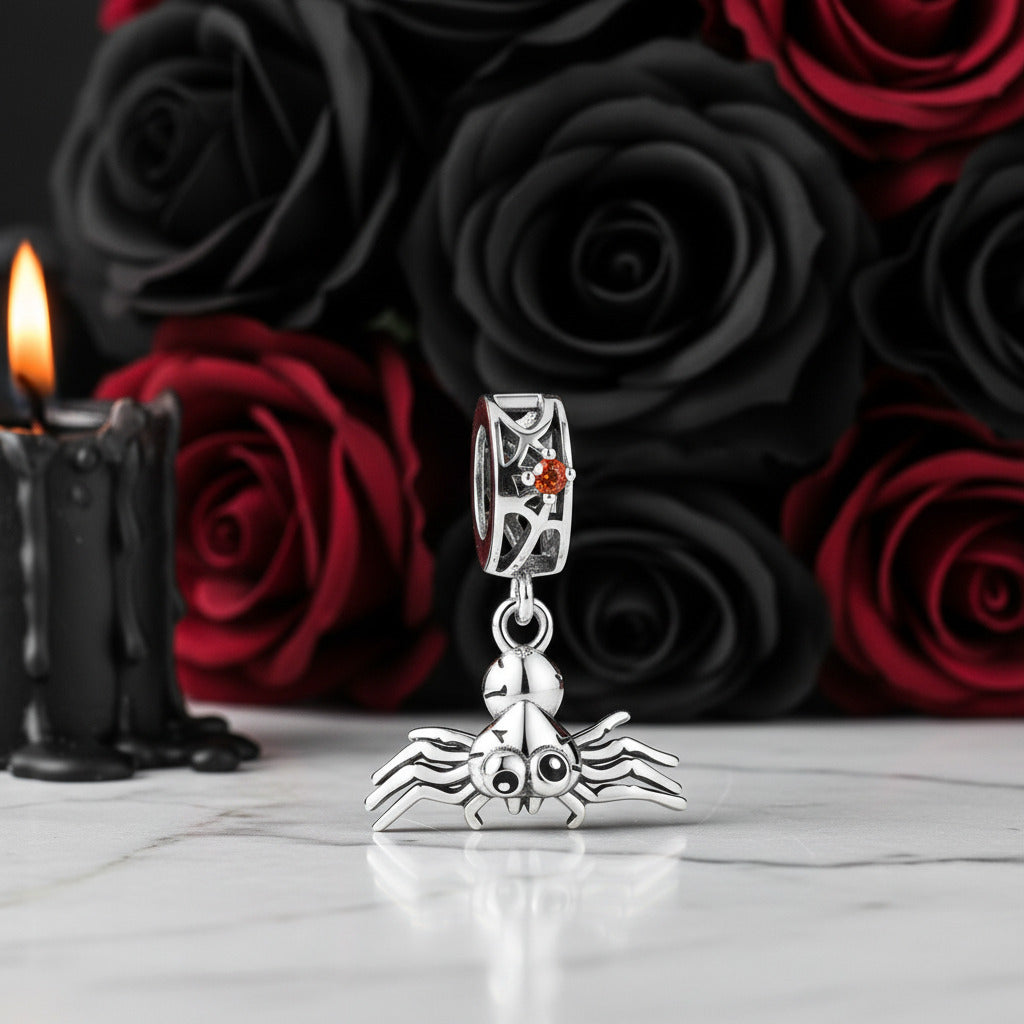 Gothic Hollow Skull and Cobweb Charms-Black Diamonds New York