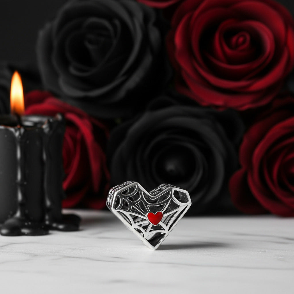 Gothic Hollow Skull and Cobweb Charms-Black Diamonds New York