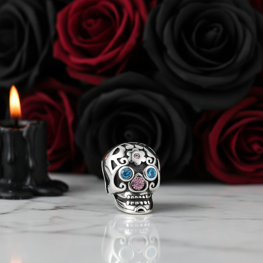 Gothic Hollow Skull and Cobweb Charms-Black Diamonds New York