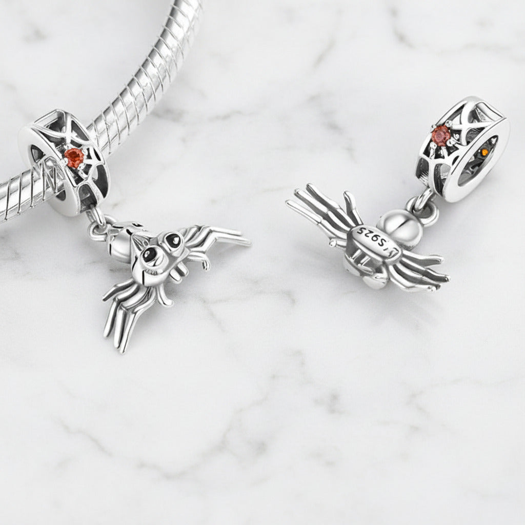 Gothic Hollow Skull and Cobweb Charms-Black Diamonds New York