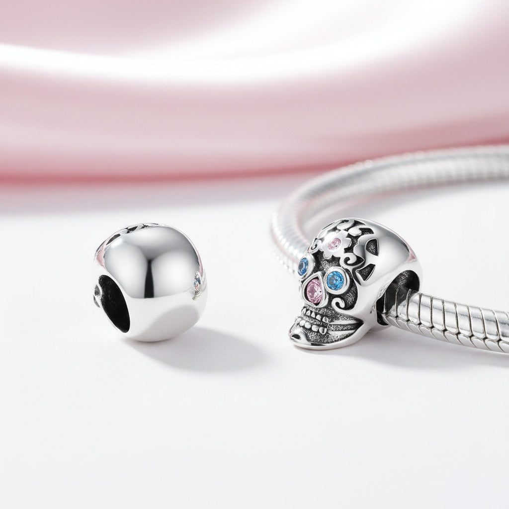 Gothic Hollow Skull and Cobweb Charms-Black Diamonds New York