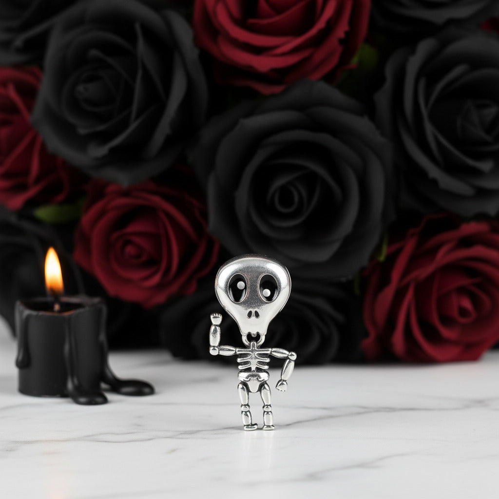 Gothic Hollow Skull and Cobweb Charms-Black Diamonds New York