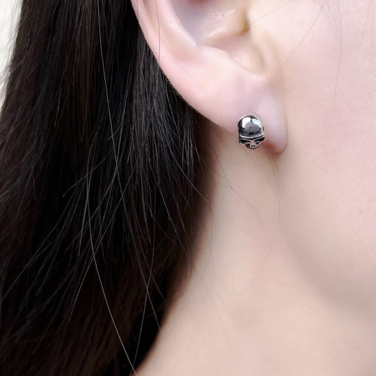 Gothic Skull Stud Earrings-Black Diamonds New York