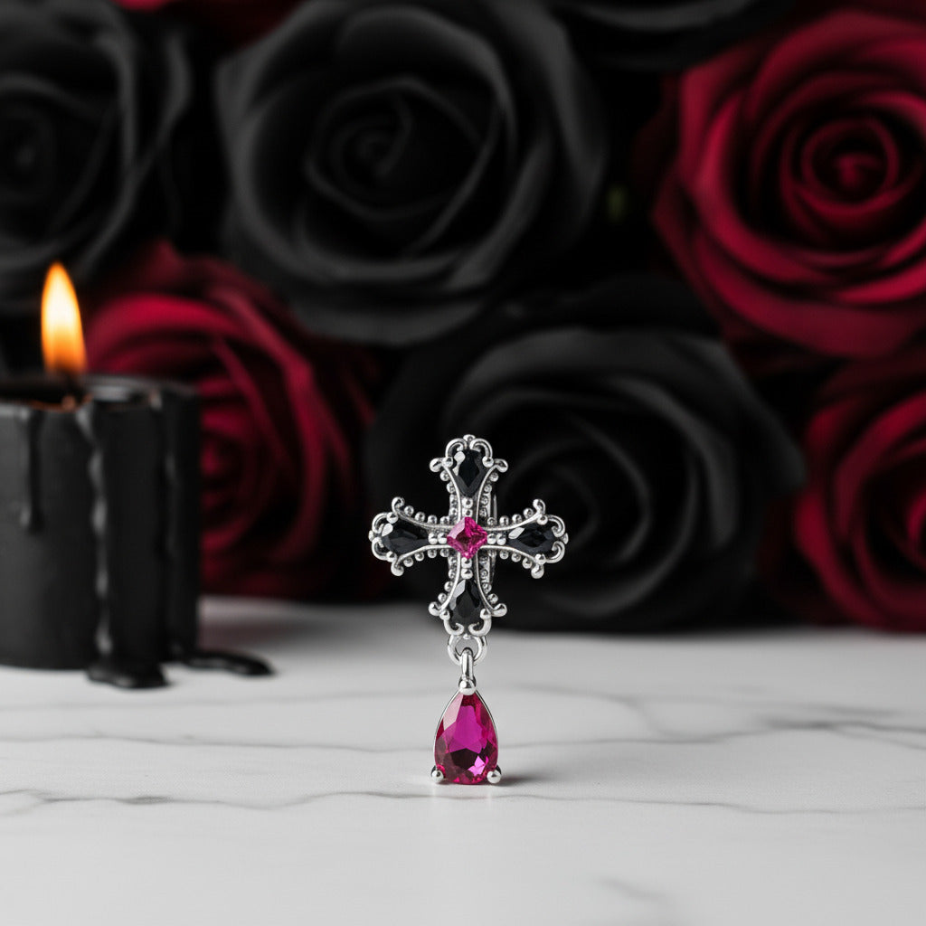 Gothic Vintage Cross Charms-Black Diamonds New York