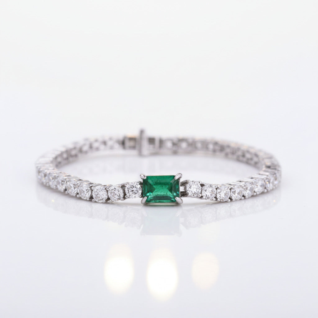 Green Emerald Cut Diamond Option Bracelet-Black Diamonds New York