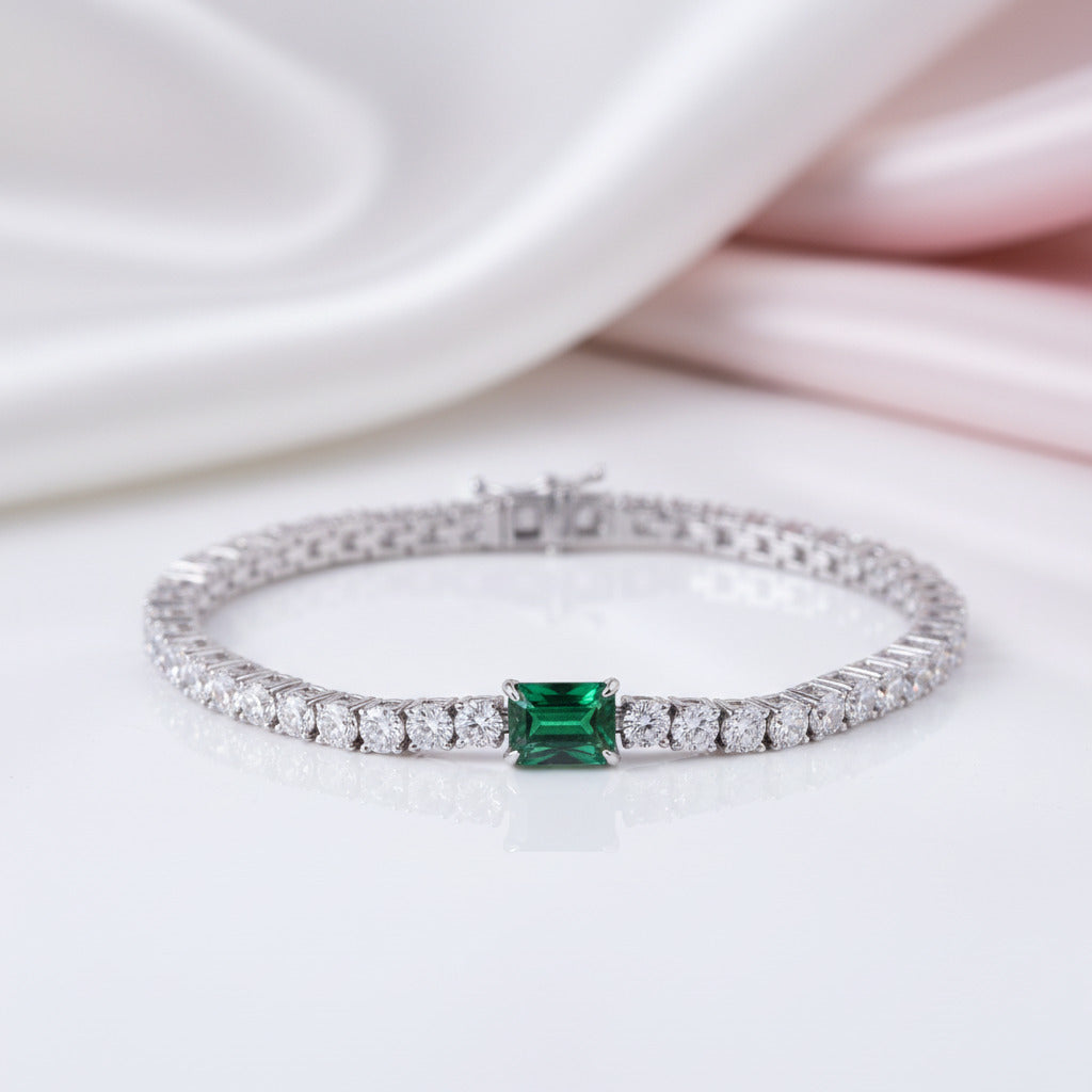 Green Emerald Cut Diamond Option Bracelet-Black Diamonds New York