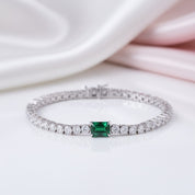 Green Emerald Cut Diamond Option Bracelet-Black Diamonds New York
