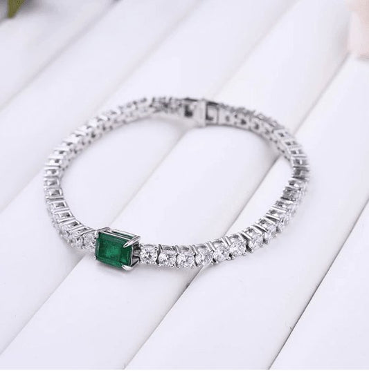 Green Emerald Cut Diamond Bracelet-Black Diamonds New York