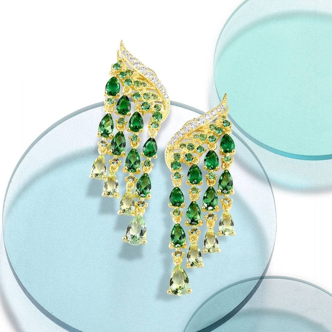 Green Spinel and EVN Stone Ombre Raindrops Stud Earrings-Black Diamonds New York