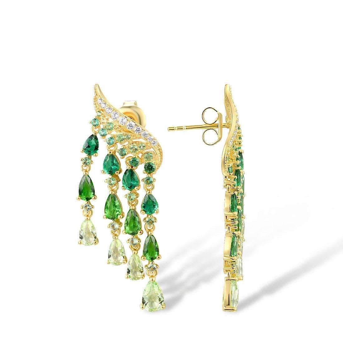 Green Spinel and EVN Stone Ombre Raindrops Stud Earrings-Black Diamonds New York