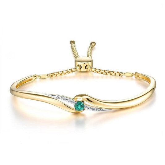 Green Spinel & Created Diamond Adjustable Bolo Bracelet-Black Diamonds New York