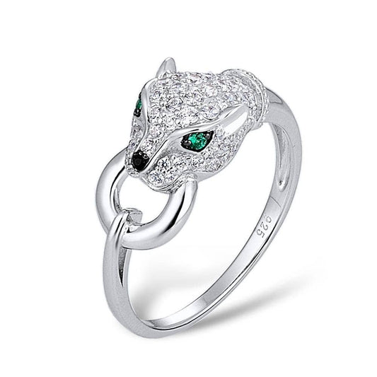 Green Spinel & Created Diamond Leopard Panther Ring-Black Diamonds New York